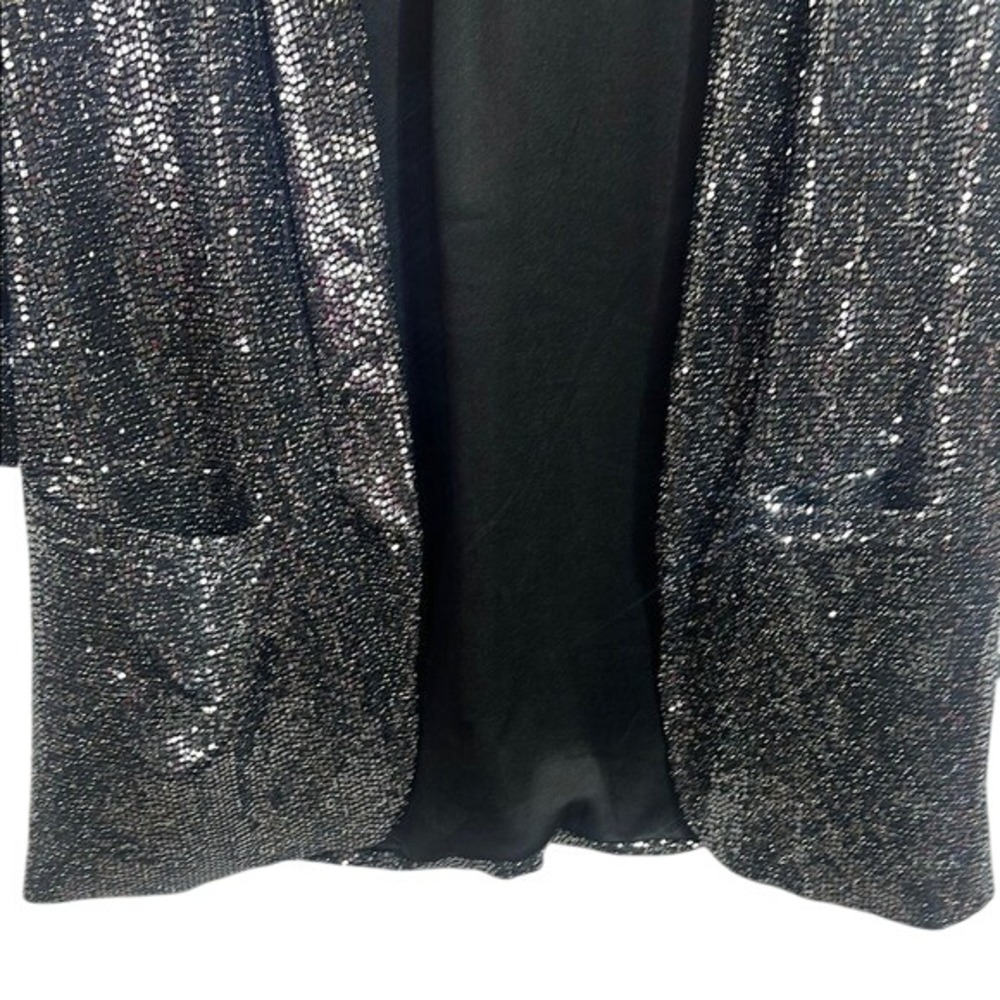 C by One Women's Black and Silver Sequin Blazer Medium, Metallic - Open Front - Picture 7 of 10